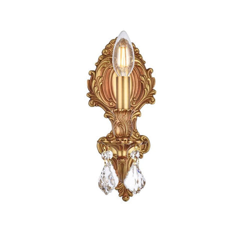 Elegant Lighting Monarch 1 light French Gold Wall Sconce Clear Royal Cut Crystal