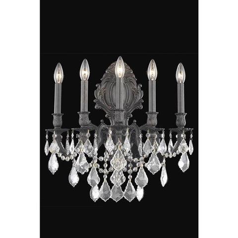 Elegant Lighting Monarch 5 light Dark Bronze Wall Sconce Clear Royal Cut Crystal