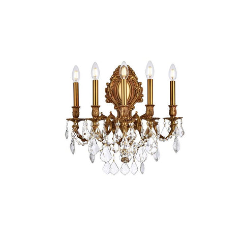 Elegant Lighting Monarch 5 light French Gold Wall Sconce Clear Elegant Cut Crystal