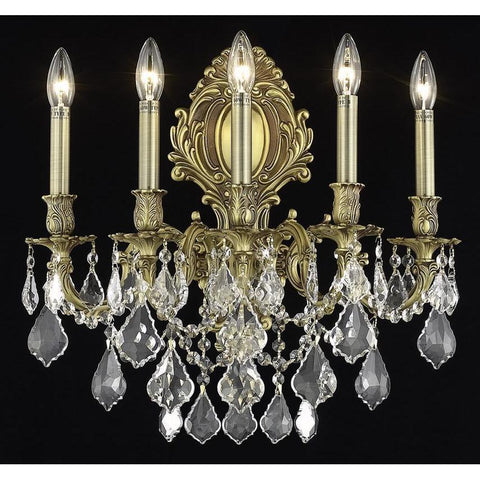Elegant Lighting Monarch 5 light French Gold Wall Sconce Clear Royal Cut Crystal