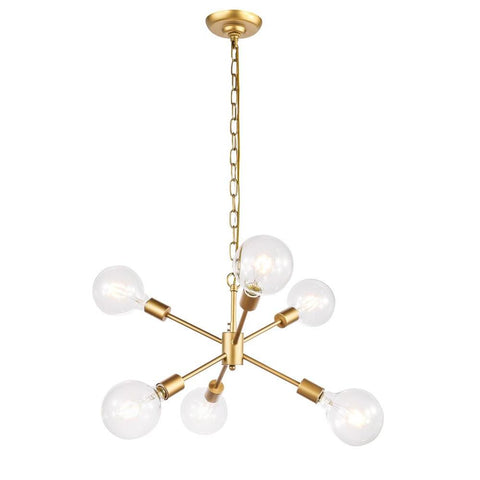 Elegant Lighting Nolan  6 light Brass pendant