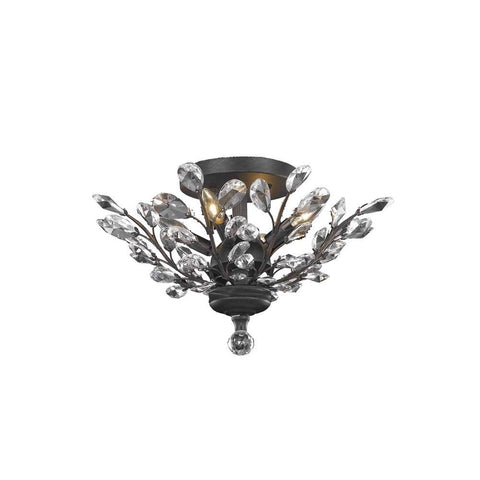 Elegant Lighting Orchid 4 light Dark Bronze Flush Mount Clear Royal Cut Crystal