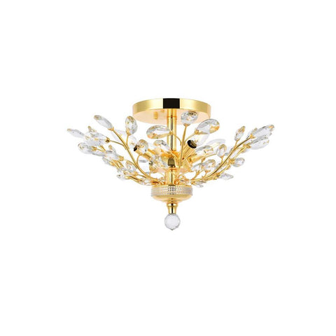 Elegant Lighting Orchid 4 light Gold Flush Mount Clear Elegant Cut Crystal