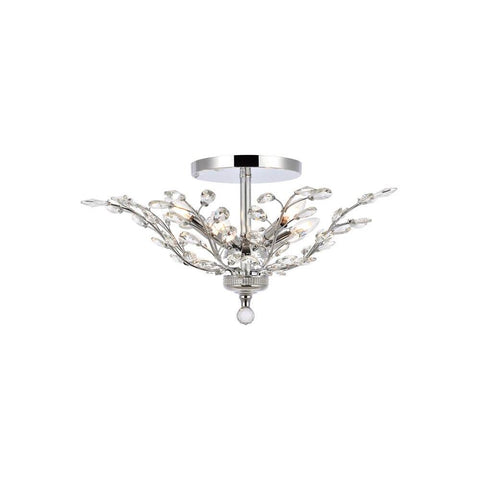 Elegant Lighting Orchid 6 light Chrome Flush Mount Clear Elegant Cut Crystal