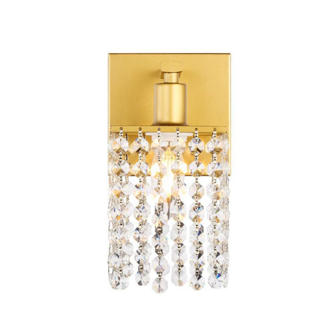 Elegant Lighting Phineas 1 light Brass and Clear Crystals wall sconce