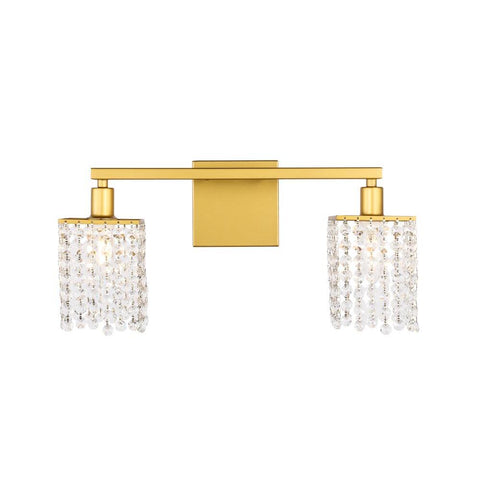 Elegant Lighting Phineas 2 light Brass and Clear Crystals wall sconce