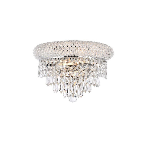Elegant Lighting Primo 2 light Chrome Wall Sconce Clear Elegant Cut Crystal