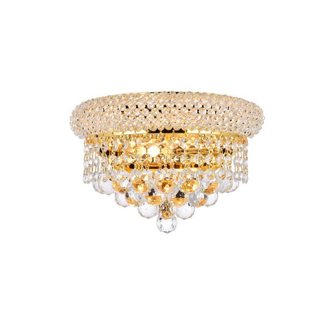 Elegant Lighting Primo 2 light Gold Wall Sconce Clear Elegant Cut Crystal