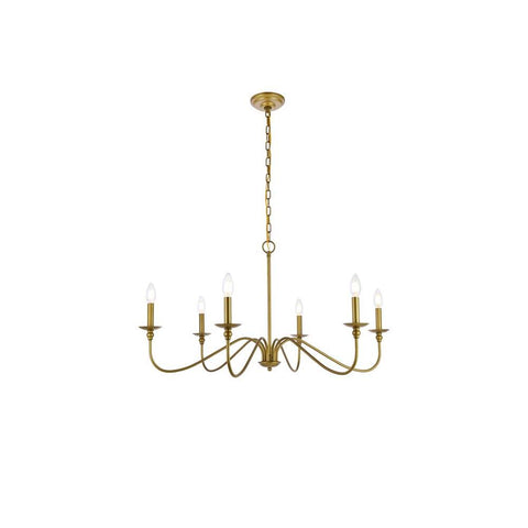 Elegant Lighting Rohan 6 lights brass chandelier