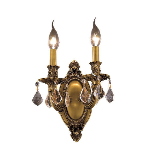 Elegant Lighting Rosalia 2 light French Gold Wall Sconce Clear Royal Cut Crystal