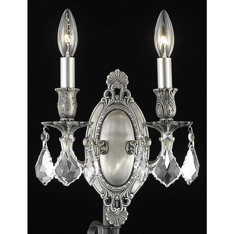 Elegant Lighting Rosalia 2 light Pewter Wall Sconce Clear Elegant Cut Crystal