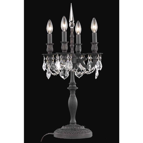 Elegant Lighting Rosalia 4 light Dark Bronze Table Lamp Clear Royal Cut Crystal