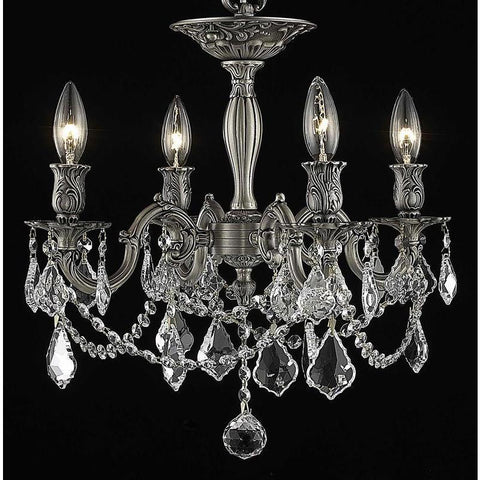 Elegant Lighting Rosalia 4 light Pewter Flush Mount Clear Royal Cut Crystal