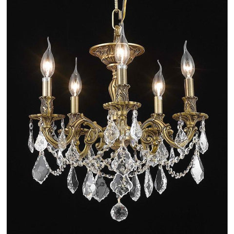 Elegant Lighting Rosalia 5 light French Gold Flush Mount Clear Royal Cut Crystal