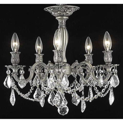 Elegant Lighting Rosalia 5 light Pewter Flush Mount Clear Royal Cut Crystal