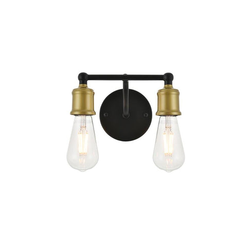 Elegant Lighting Serif 2 light brass and black Wall Sconce