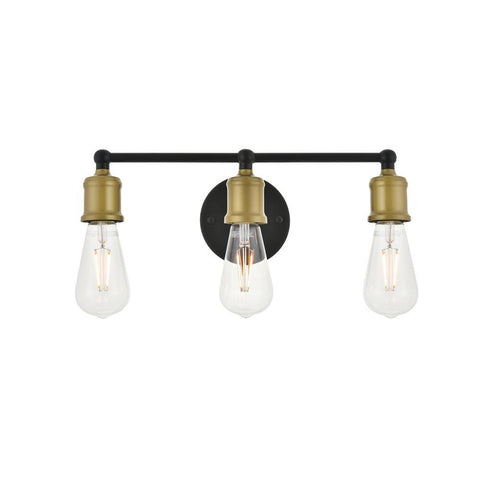 Elegant Lighting Serif 3 light brass and black Wall Sconce