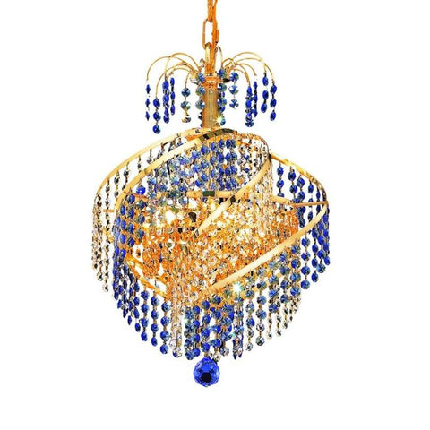 Elegant Lighting Spiral 3 light Gold Pendant clear Swarovski Elements Crystal