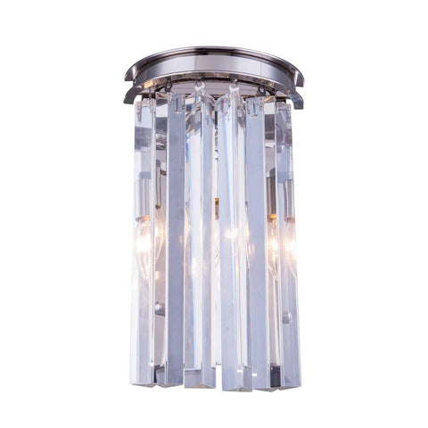 Elegant Lighting Sydney 2 light Polished nickel Wall Sconce Clear Royal Cut Crystal