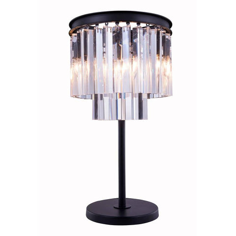 Elegant Lighting Sydney 3 light Matte Black Table Lamp Clear Royal Cut Crystal