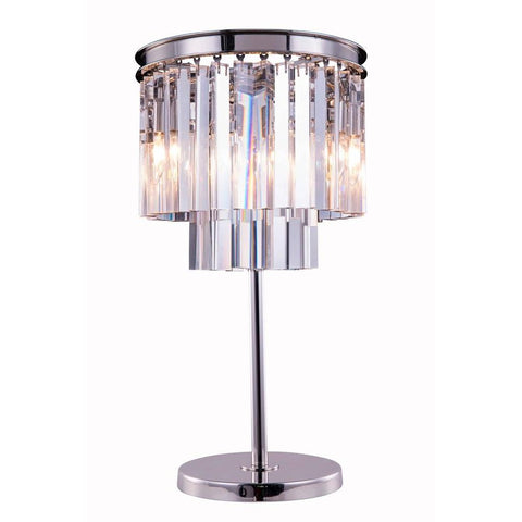 Elegant Lighting Sydney 3 light Polished nickel Table Lamp Clear Royal Cut Crystal