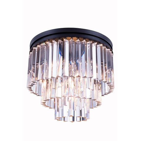 Elegant Lighting Sydney 9 light Matte Black Flush Mount Clear Royal Cut Crystal
