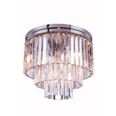 Elegant Lighting Sydney 9 light Polished nickel Flush Mount Clear Royal Cut Crystal