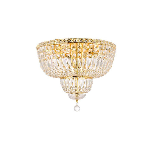 Elegant Lighting Tranquil 10 light Gold Flush Mount Clear Swarovski Elements Crystal