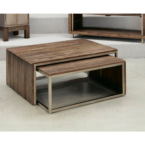 Hammary Flashback Rectangular Nesting Cocktail Table in Rusty Red-Brown
