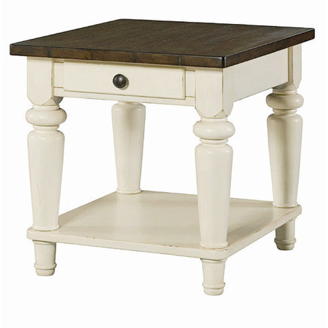 Hammary Heartland Rectangular 1 Drawer End Table w/ Smoky Brown Top & Time-Worn Painted Base
