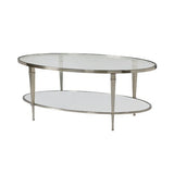 Hammary Mallory Oval Glass Top Cocktail Table in Satin Nickel
