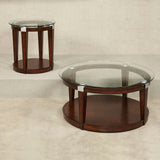 Hammary Solitaire 2 Piece Round Coffee Table Set in Rich Dark Brown
