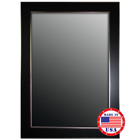 Hitchcock Butterfield Black ForestAndSilver Edged Trim Framed Wall Mirror