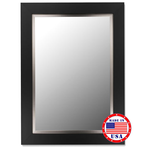 Hitchcock Butterfield Nuevo Black Satin And Stainless Liner Framed Wall Mirror