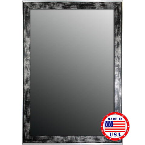 Hitchcock Butterfield Scratched Wash Black And Silver Trim Framed Wall Mirror