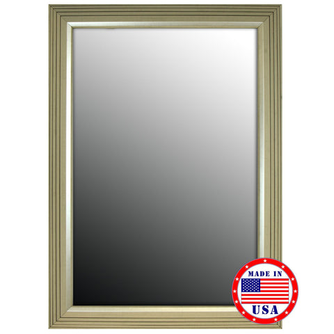Hitchcock Butterfield Stepped Silver Petite Framed Wall Mirror