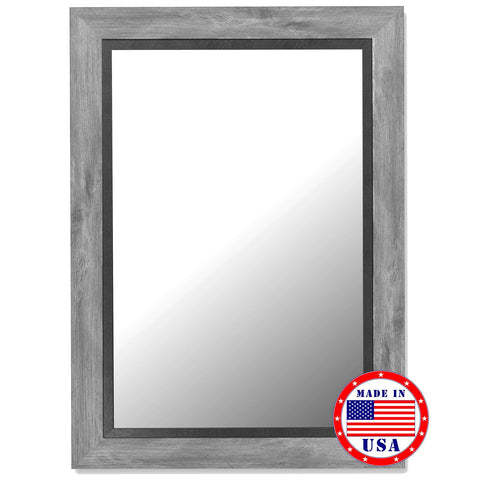 Hitchcock Butterfield Weathered Grey And Matt Black Framed Wall Mirror