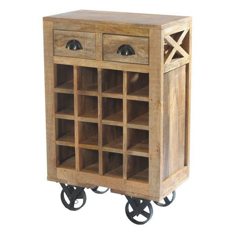 Homelegance 2-Drawers Wine Cart With Rack In Antique Wood