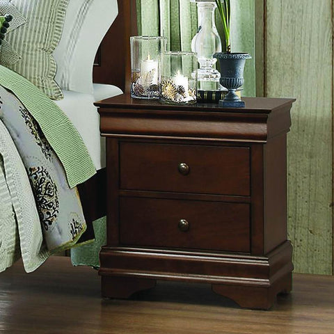 Homelegance Abbeville 2 Drawer Nightstand in Brown Cherry