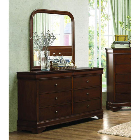 Homelegance Abbeville 6 Drawer Dresser & Mirror in Brown Cherry