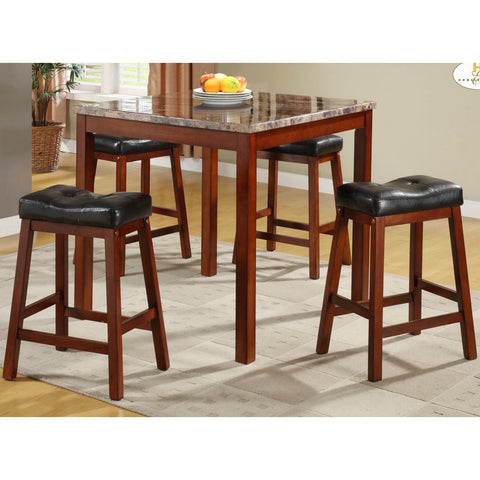 Homelegance Achillea 5 Piece Counter Height Table Set w/Faux Marble Top