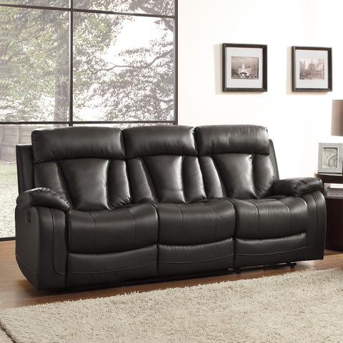 Homelegance Ackerman Double Reclining Sofa in Black Leather
