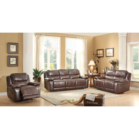 Homelegance Allenwood Three Piece Sofa Set In Dark Brown Genuine Top Grain Leather Match
