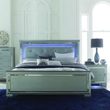 Homelegance Allura 2 Piece Panel Bedroom Set w/ LED Lighting in Silver