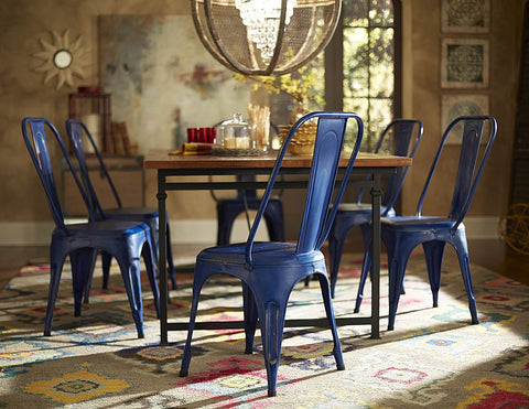 Homelegance Amara Metal Side Chair in Blue