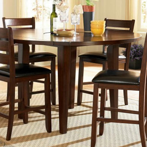 Homelegance Ameillia Drop Leaf Round Counter Height Table in Dark Oak
