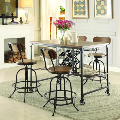 Homelegance Angstrom 5 Piece Counter Height Table Set w/Counter Height Chairs in Light Oak