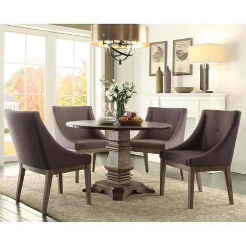 Homelegance Anna Claire 5 Piece Round Dining Room Set w/Curved Arm Chairs in Driftwood
