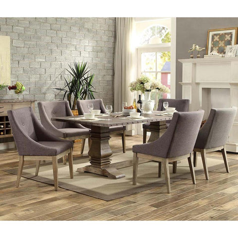 Homelegance Anna Claire 7 Piece Dining Room Set w/Curved Arm Chairs in Driftwood
