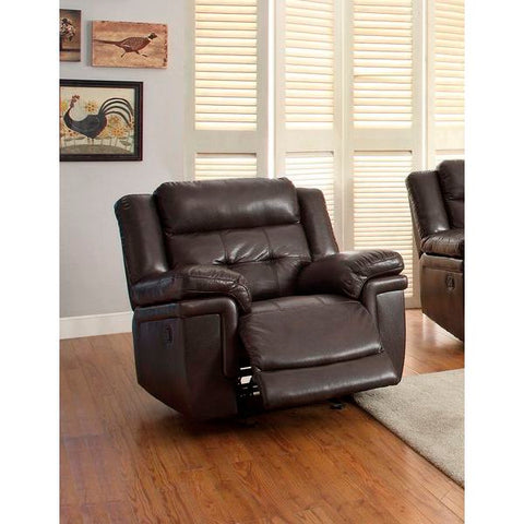 Homelegance Anniston Chair, Glider Recliner In Dark Brown Airehyde